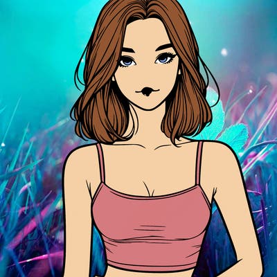 realistic girl in crop top