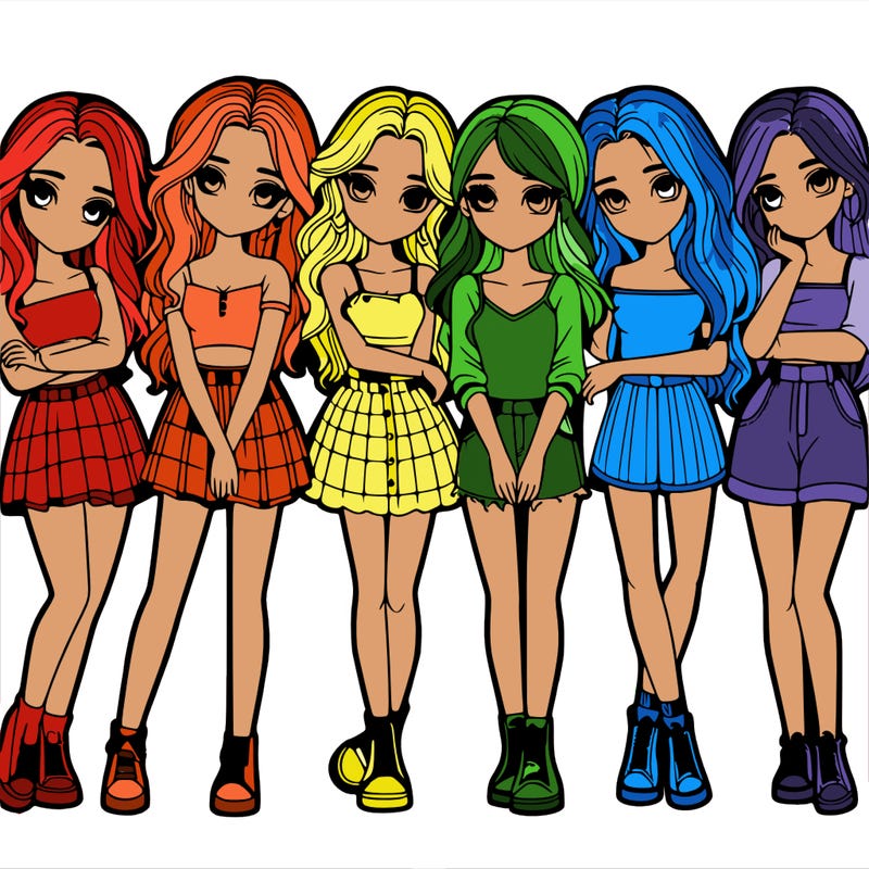 a group of girls realistic