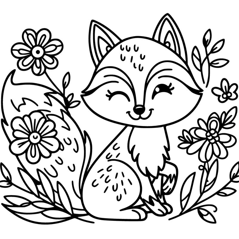 fox with flowers