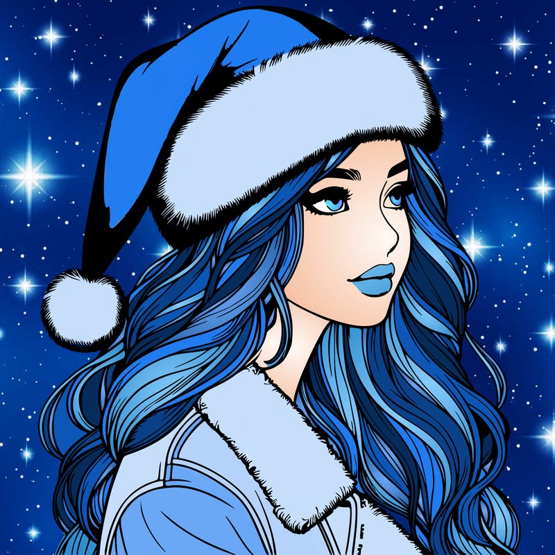 realistic girl in santa hat
