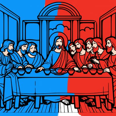 jesus shares the last supper with twelve apostles