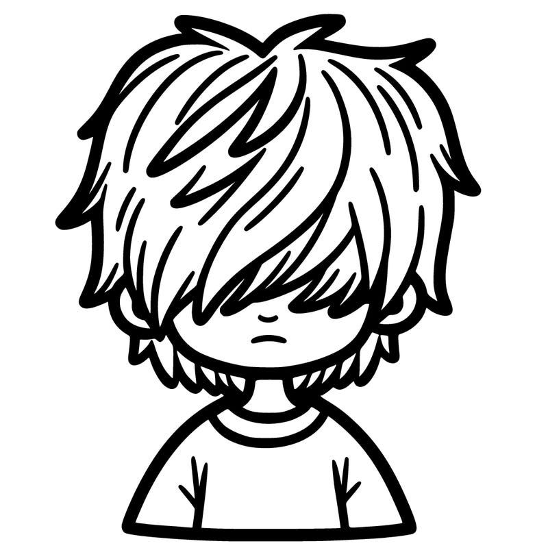 kid with hair that covers his eyes