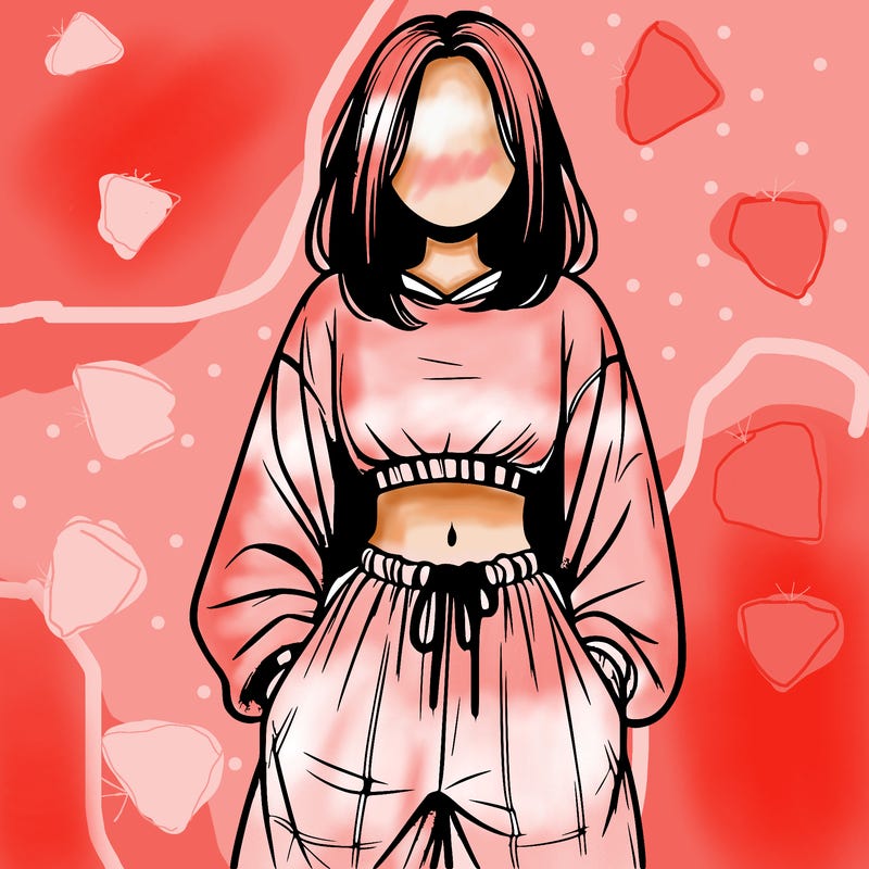 realistic girl faceless with baggy pants and a crop top