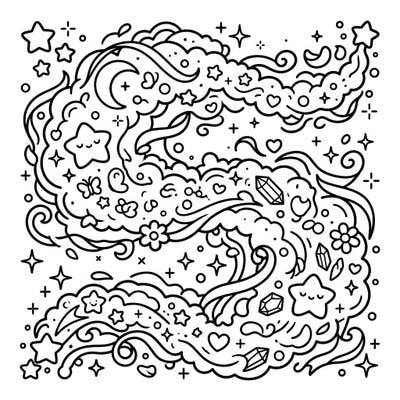 Dive into a world of whimsical wonder with this enchanting Kawaii fairy dust coloring page. Its thick outlines and adorable elements promise a delightful and sparkling artistic journey.