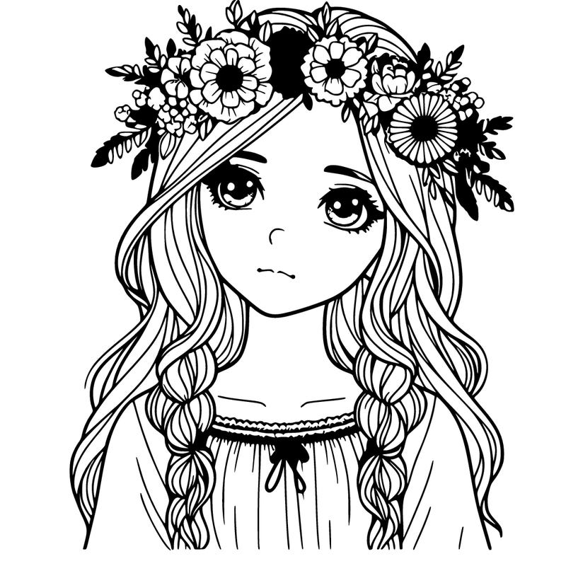 realist girl with flowers crown