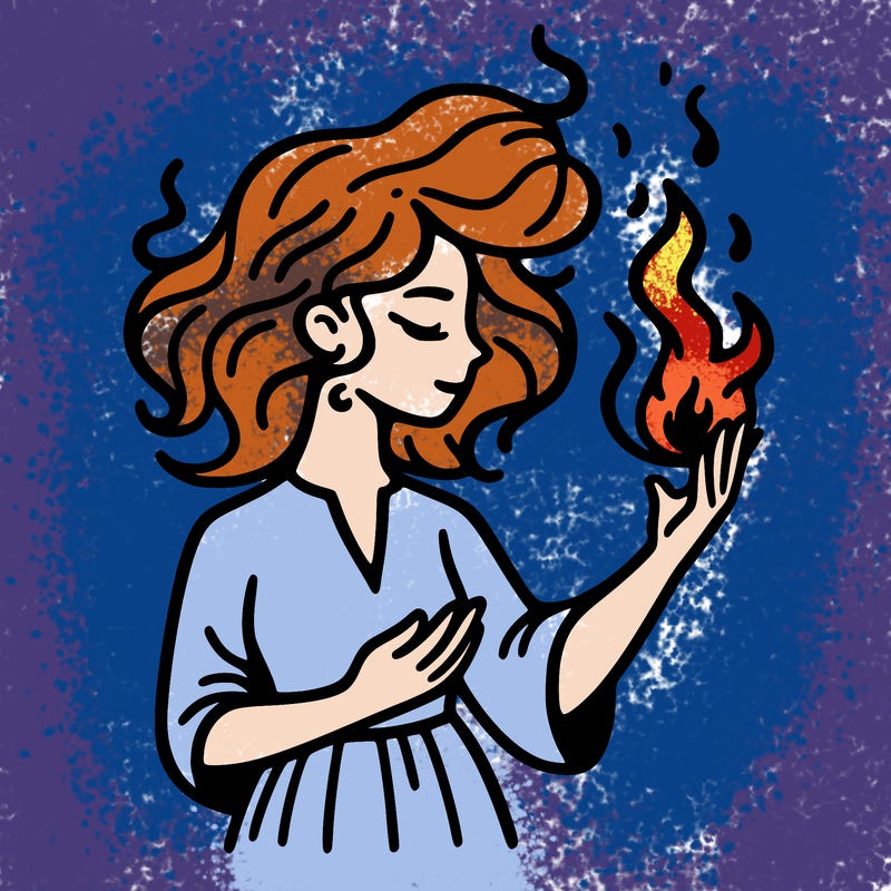 woman with fire