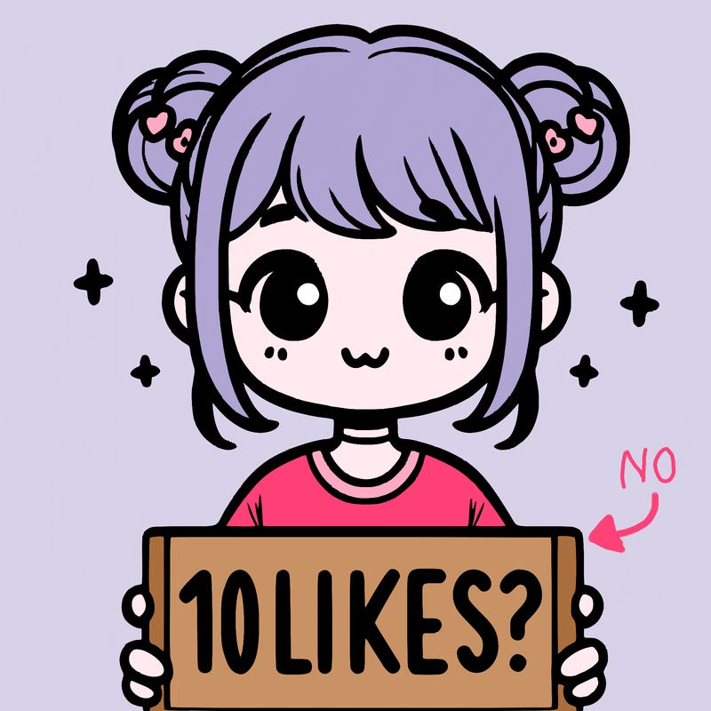 cute girl that is holding a sign that says 10 likes?