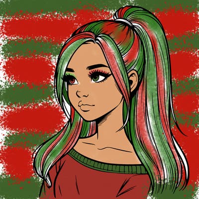 realistic girl with a high ponytail