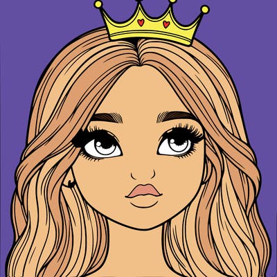 a realistic girl with a crown on