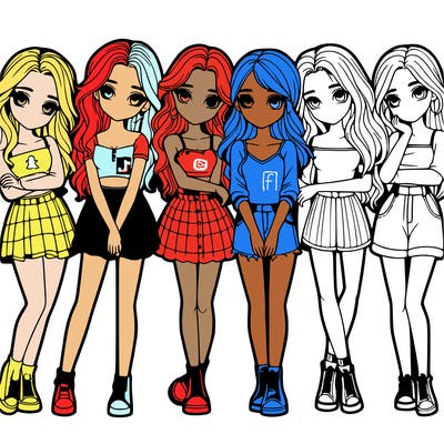 a group of girls realistic