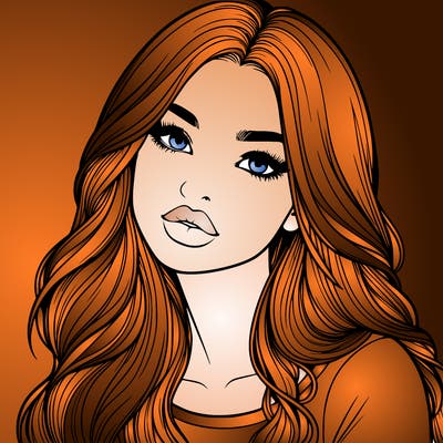 realistic girl with hair on her hair and lips