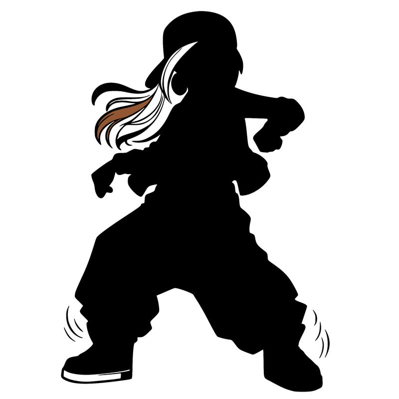 teenage girl doing street dance in baggy clothes