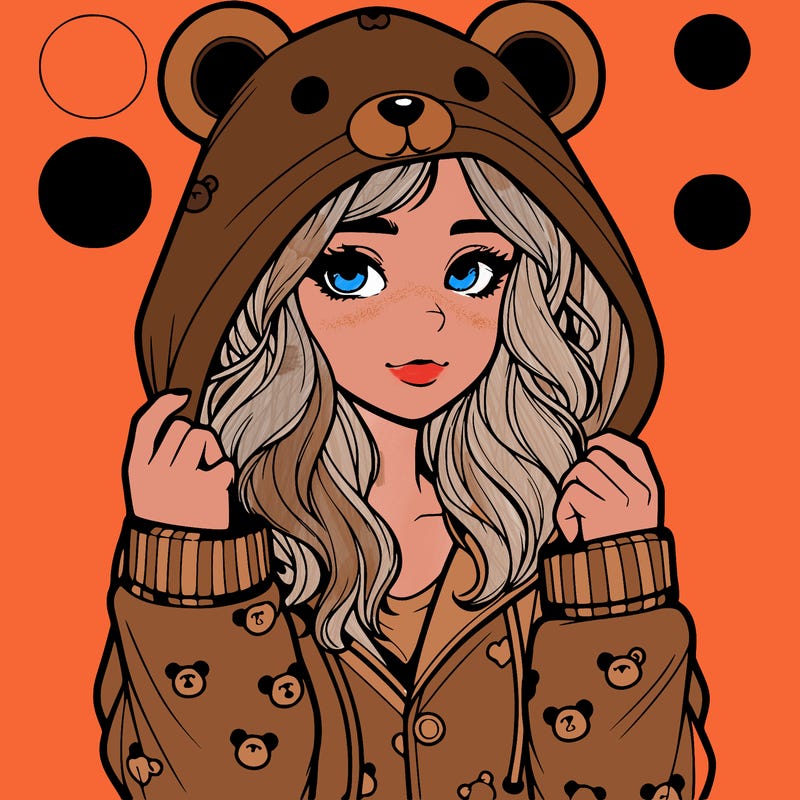 realistic girl in a animal pjs hoodie