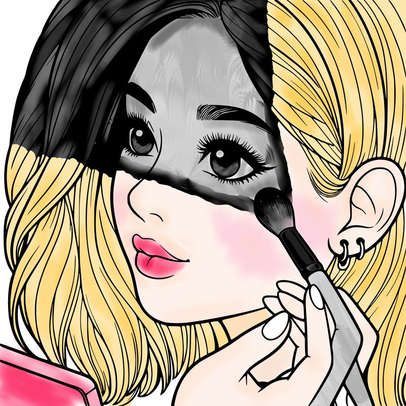 a realistic girl doing her makeup