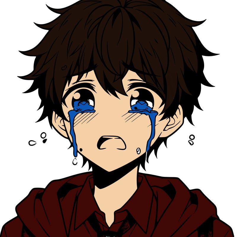 anime teen boy crying