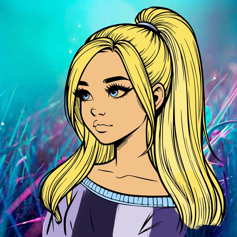 realistic girl with a high ponytail