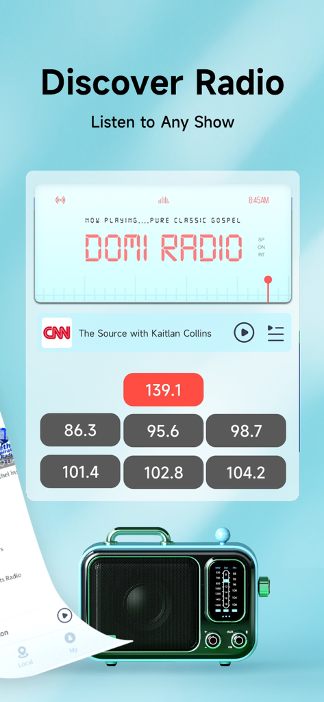 Radio App - FM Radio Stations - Digitales Radio-Interface zum Entdecken und Anhören globaler UKW-Radiosender.