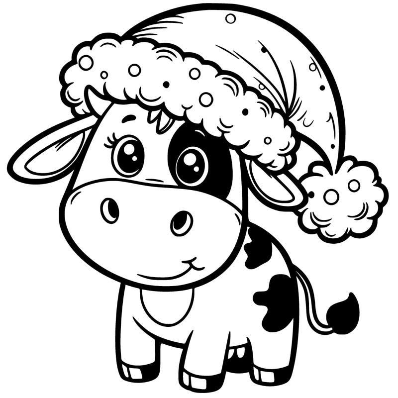 cow with santa hat