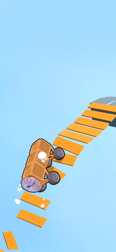Ride Master: Car Builder Game - Un vehículo construido a medida escalando una serie de plataformas naranjas en Ride Master