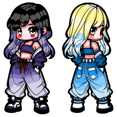 girl in crop top and baggy pants