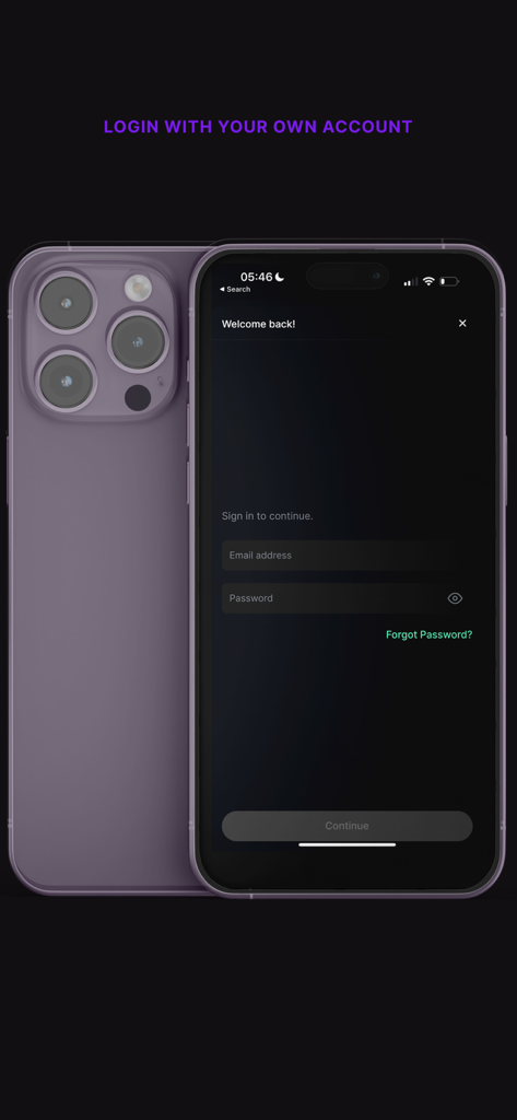 High Vibe TV Spiritual Network - Login screen of the High Vibe TV app on an iPhone with email and password fields