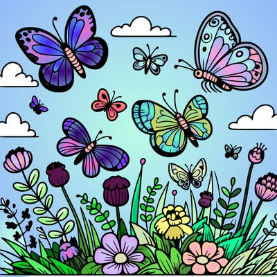 wild butterflies in the meadow