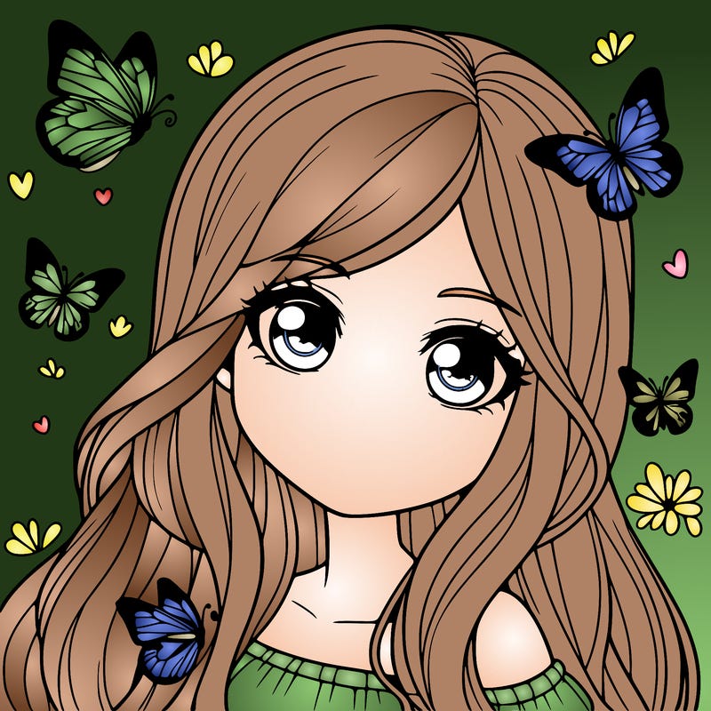 realistic girl with butterflies around her