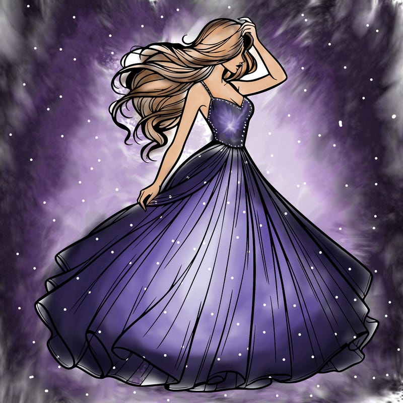 realistic woman with dress flowing in the wind