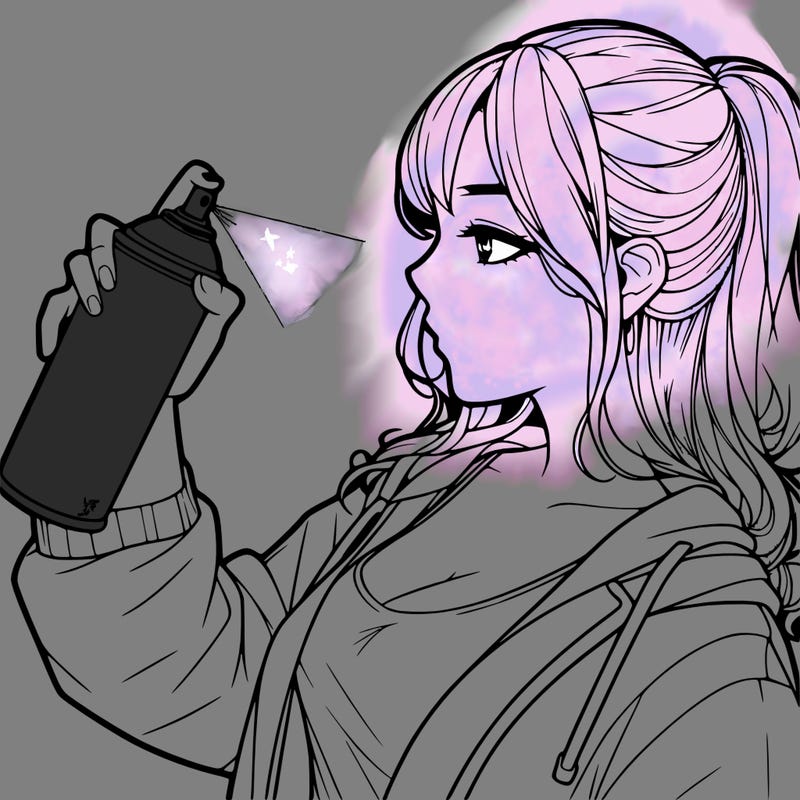 a realistic girl spray, painting
