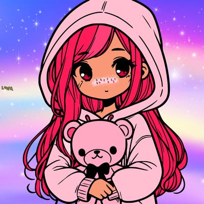girl with big hoodie and long hair holding teddy bear