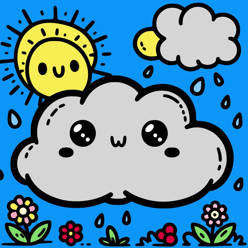 cute cloud with cute sun