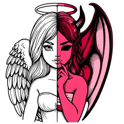 realistic angel half demon