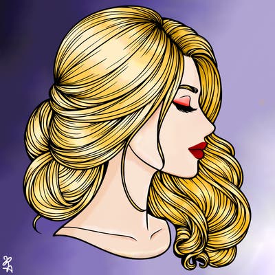 realistic woman's head & hair