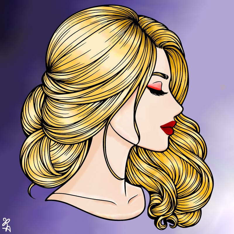 realistic woman's head & hair