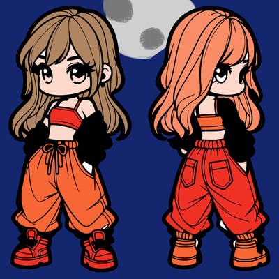 girl in crop top and baggy pants