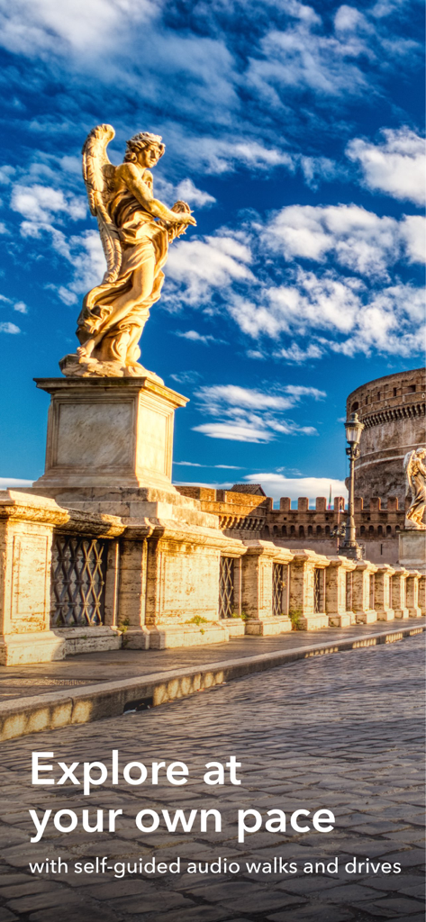 VoiceMap: Audio Tours & Guides - Statue d'ange sur un pont à Rome pour une visite audio autoguidée