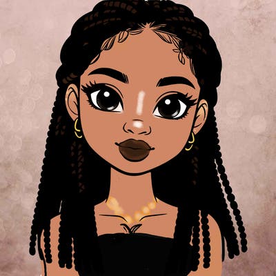 a realistic black girl with braids