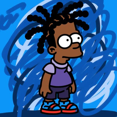 a boy with dreads as a simpson