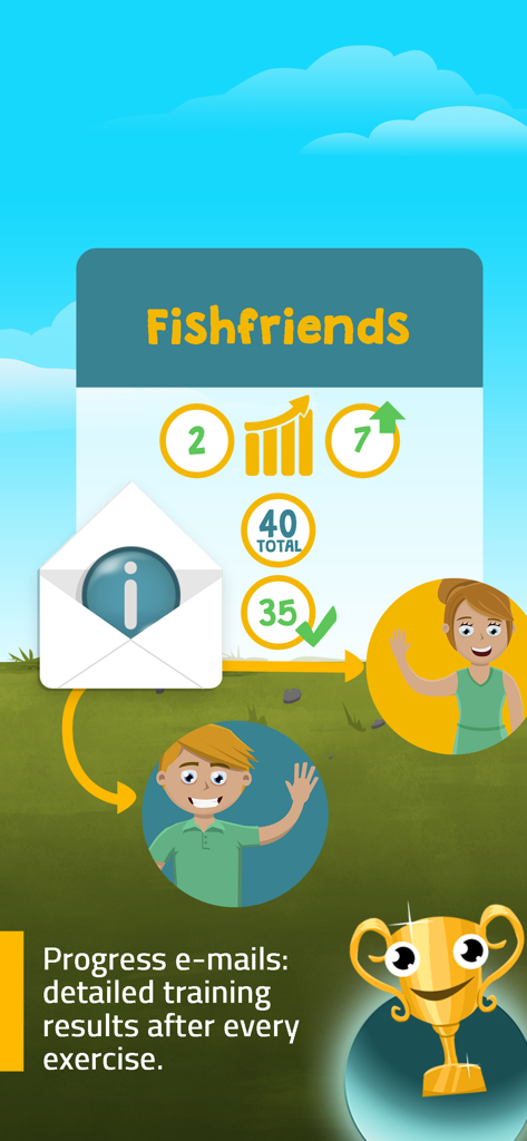 Infografik mit Fortschrittsverfolgungsmetriken und E-Mail-Berichten für Mathe-Lernergebnisse.