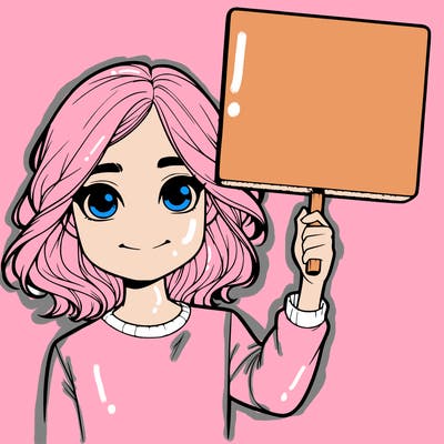 realistic girl holding up a sign