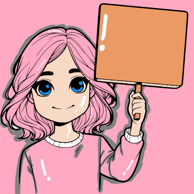 realistic girl holding up a sign