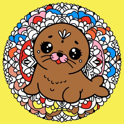 a cute baby seal mandala