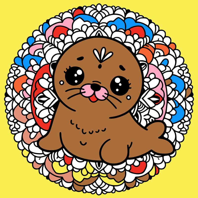 a cute baby seal mandala