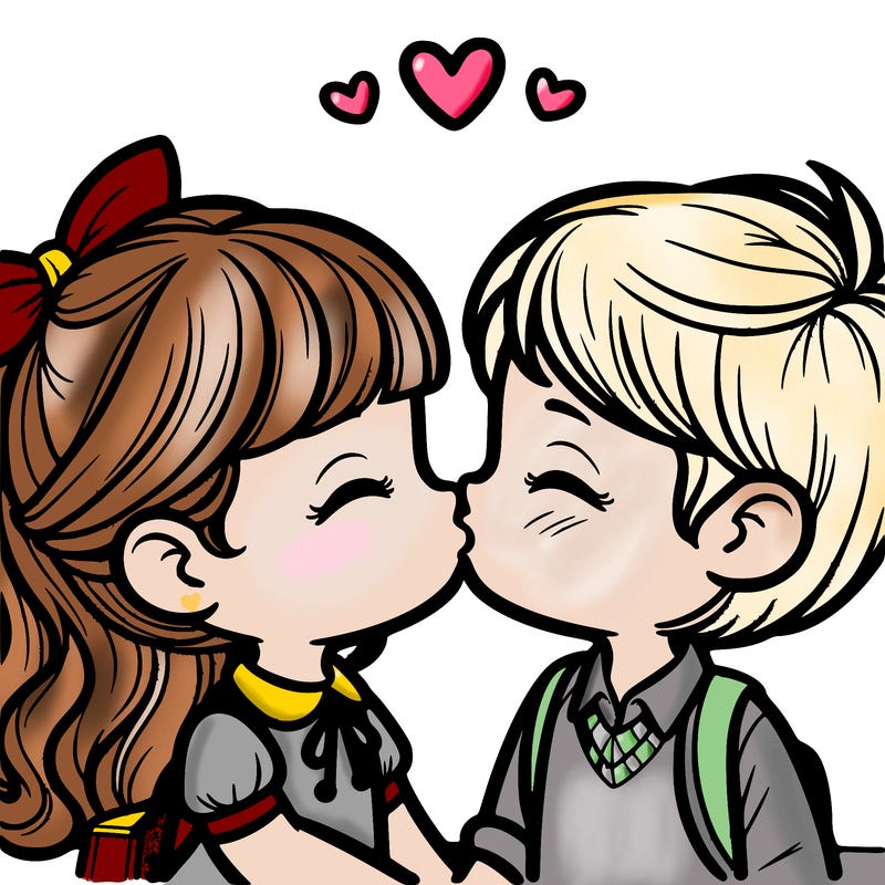 boy and girl kissing