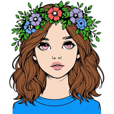 realistic girl with flower crown