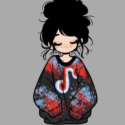 girl with baggy sweatshirt and messy bun