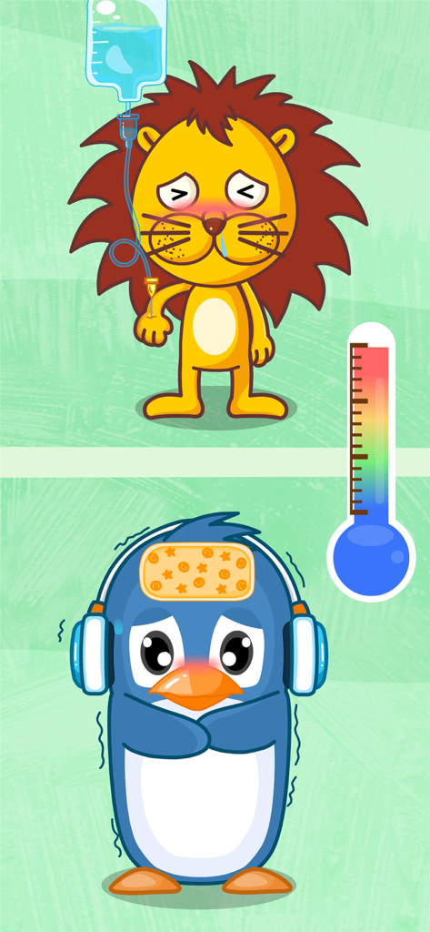 Un leone e un pinguino curati per la febbre all'Ospedale di Baby Panda