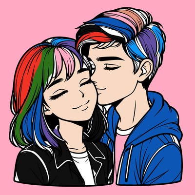 realistic girl and boy  love