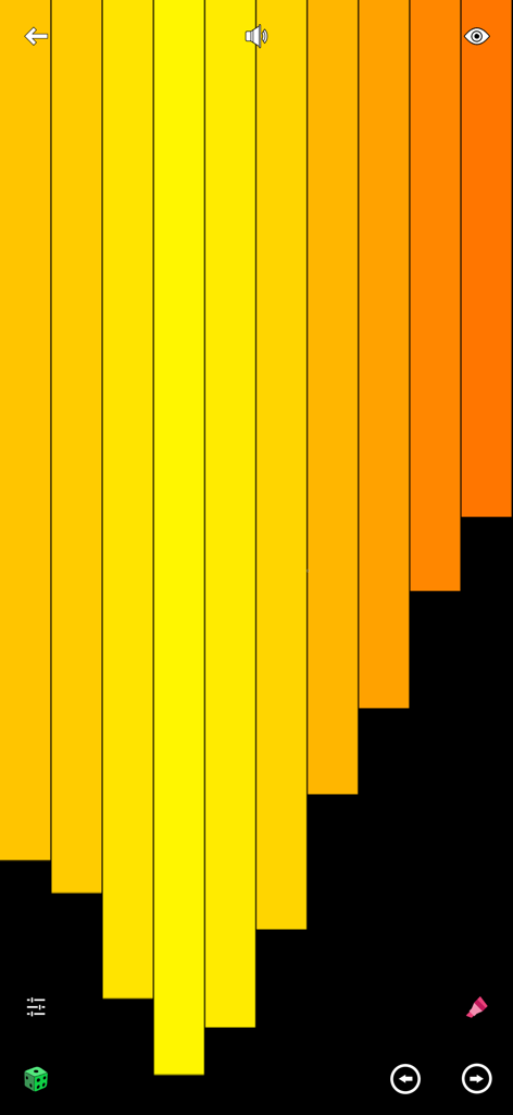 黄色とオレンジのグラデーションの縦棒がある感覚リラクゼーションアプリ