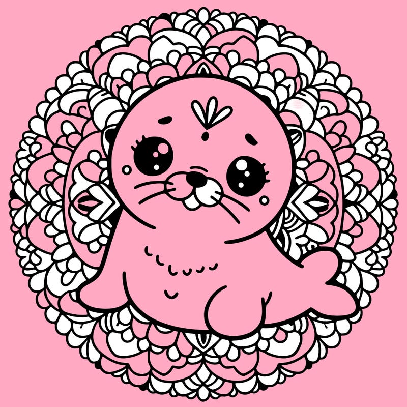 a cute baby seal mandala